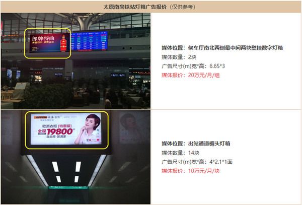 太原南高鐵站廣告 太原南高鐵站廣告
