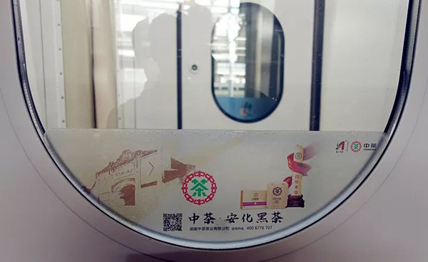 安化黑茶高鐵車(chē)載玻璃貼廣告
