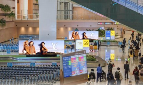 第一戶外傳媒廣州白云機(jī)場(chǎng)T3行李提取區(qū)LED屏廣告