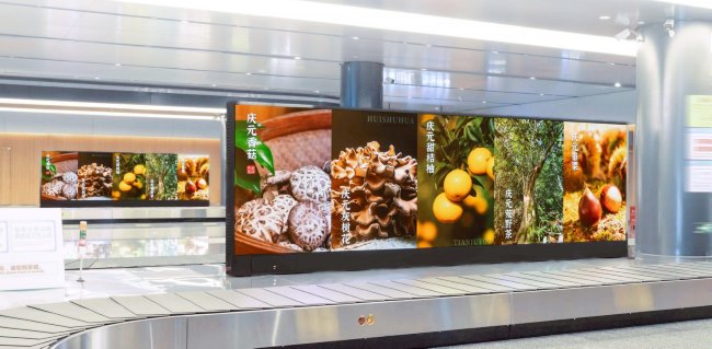 麗水機(jī)場(chǎng)到達(dá)行李轉(zhuǎn)盤上方雙面LED大屏廣告