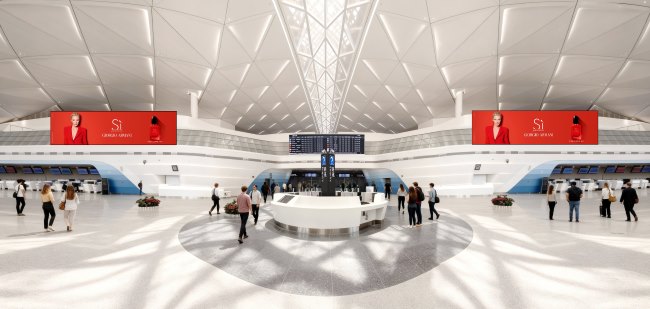 第一戶外傳媒-三亞鳳凰國際機(jī)場二層國內(nèi)出發(fā)辦票大廳辦票島上方大型LED屏